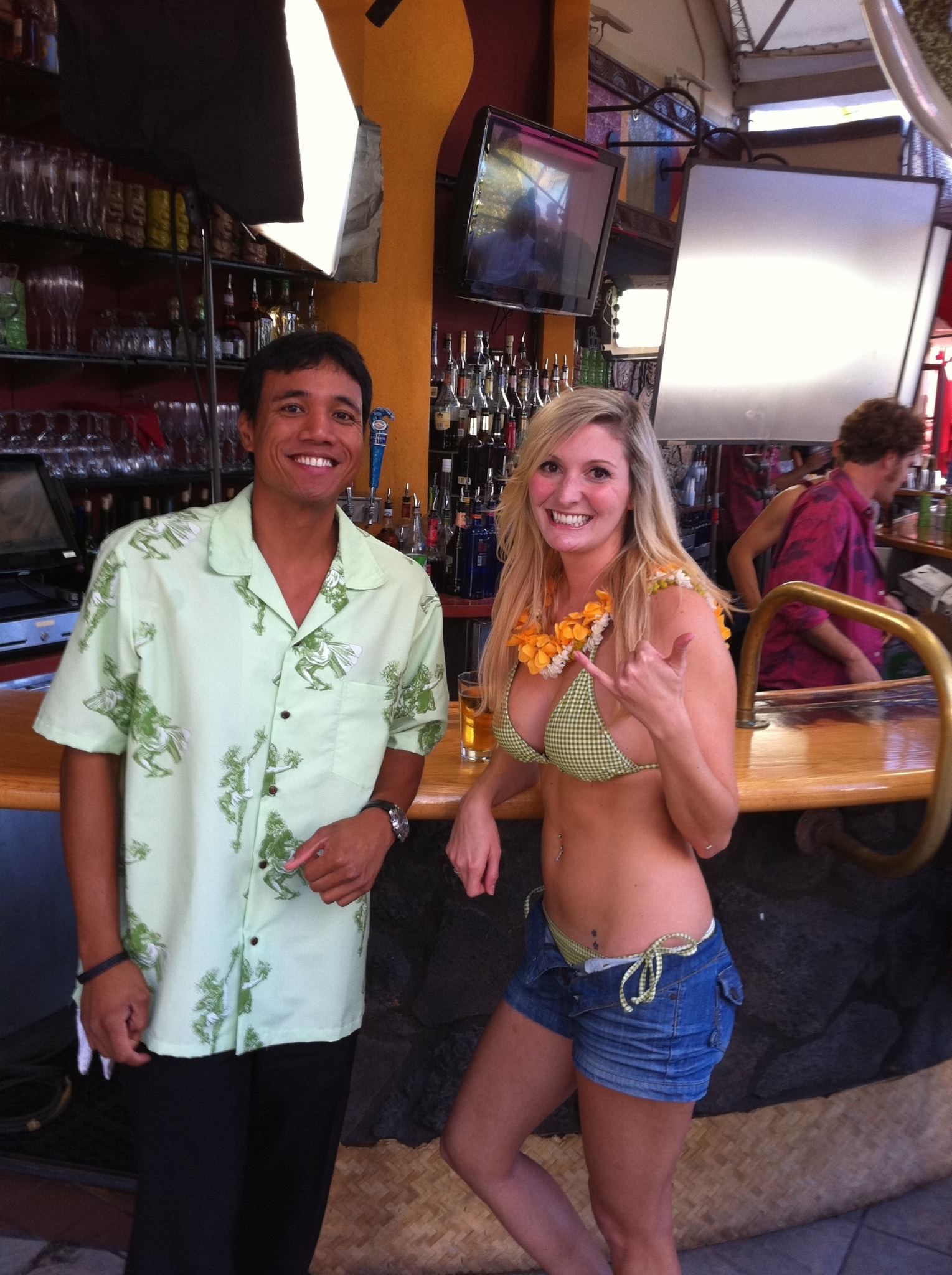 A behind-the-scenes moment at the Tiki's bar during Hawaii Five-0 filming.