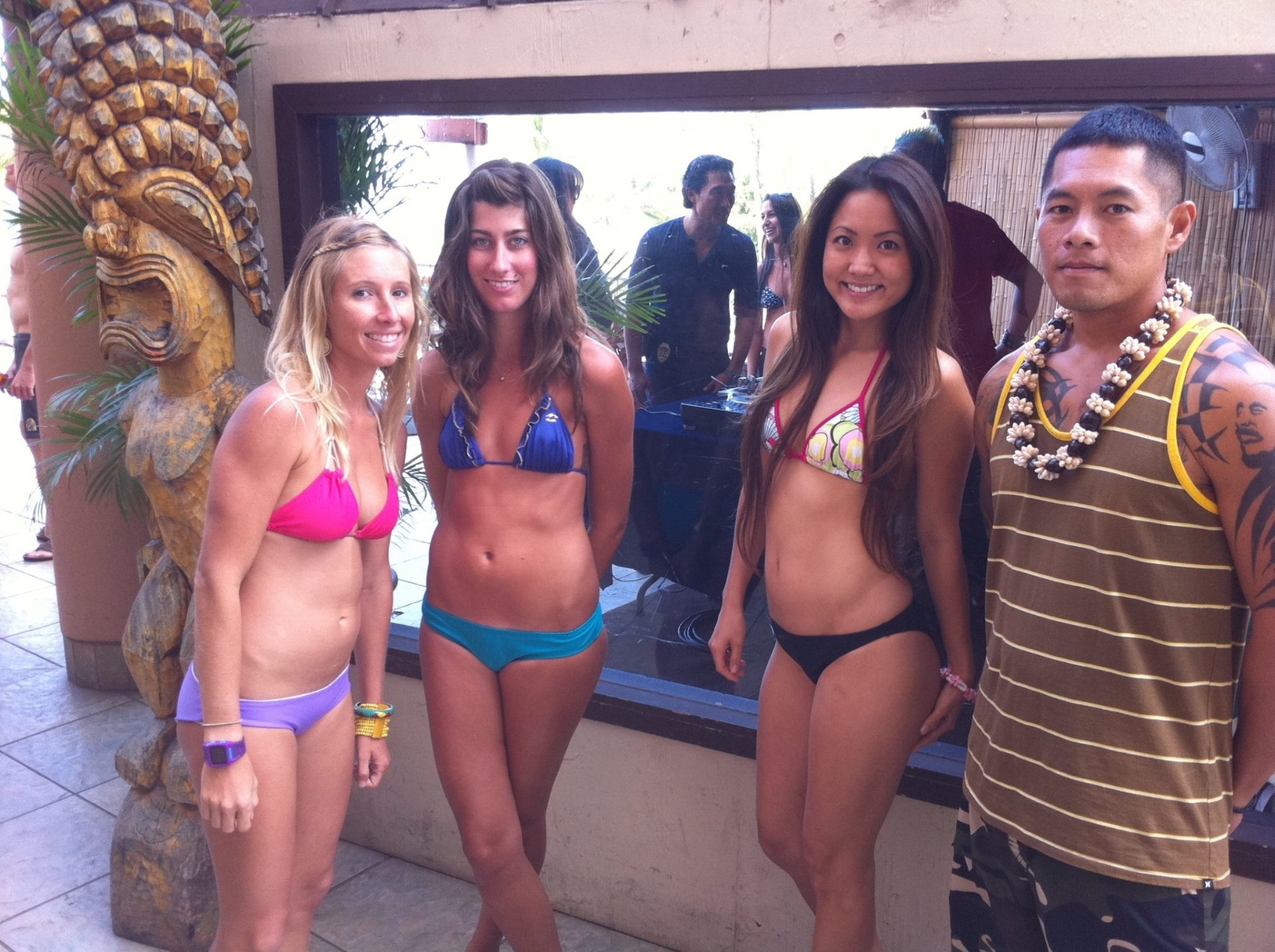Hawaii Five-0 cast and extras during production at Tiki's Grill & Bar in Waikiki